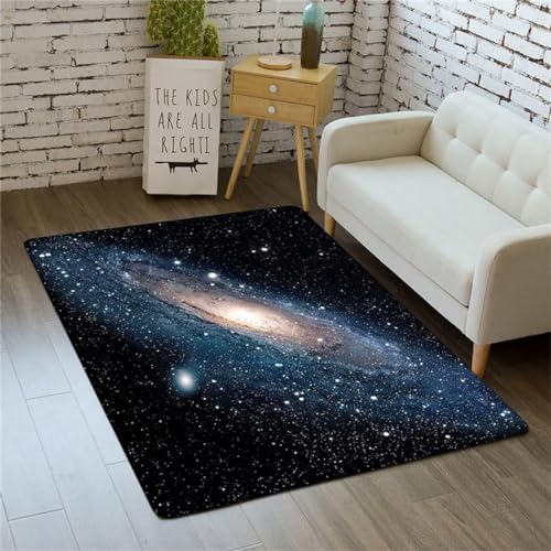 Xisnuient Galaxie Wohnzimmer Teppich Sternenhimmel Planet Earth Star Großer Area Teppich Kinderzimmer Teppich Gaming Zone rutschfeste Bodenmatte Korridor Küche Fußmatte (Colour1,100x120cm) von Xisnuient