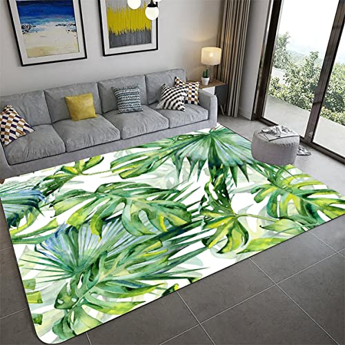 Xisnuient Regenwald Dschungel 3D Teppich Palmen Blatt Teppich Wohnzimmer Rug Flanell Rutschfester Schlafzimmer Freizeit Teppich Restaurant Korridor Bodenmatte Badezimmer Fußmatte (Farbe 1,80x120 cm) von Xisnuient