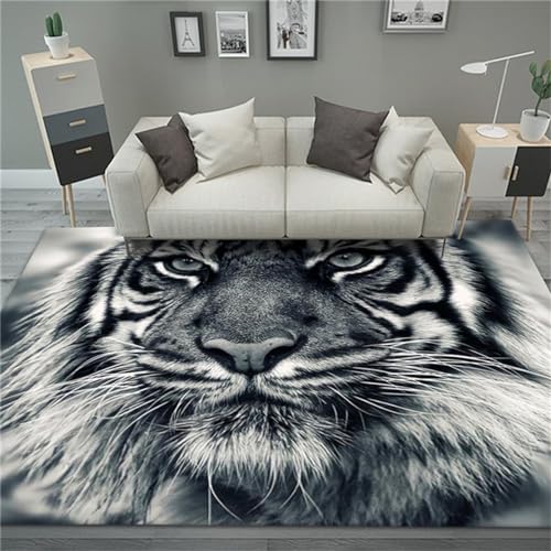 Xisnuient Wildlife 3D Druck Wolf Und Tiger Muster Großer Teppich Anti-Rutsch Bequeme Fußmatte Polyester Handwaschbar Maschinenwaschbar Heimdekoration (Pattern 1,120x160cm) von Xisnuient