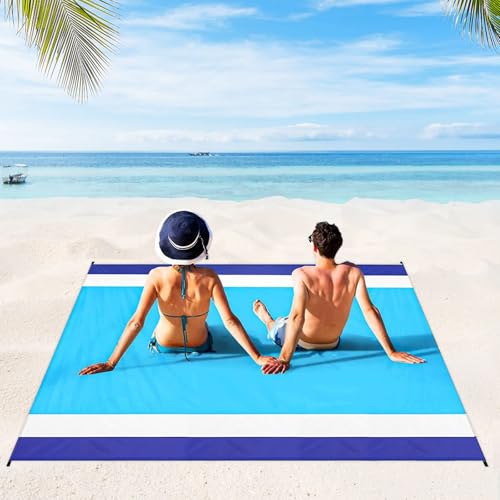 Xndryan Stranddecke Wasserdicht, Groß 200x210cm Stranddecke Sandfrei Leichte Picknickmatte Tragbar Stranddecke Weiches Strandmatte für Camping, Strandurlaub von Xndryan