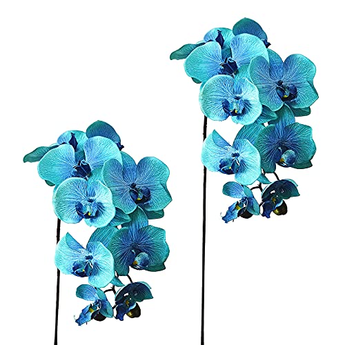 Xnferty 2 Stück Künstliche Orchidee, 53,3 cm, Hochwertige Künstliche Orchideenpflanze mit Grünen Blättern, Wunderschöne Orchideenblüten und Saftige Künstliche Orchideenblüten,(Blau) von Xnferty