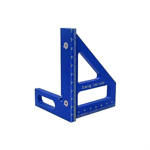 Xptieeck 3D-Mehrwinkel-Messlineal aus blauem Metall, 45/90 Grad, Aluminiumlegierung, Holzbearbeitung, quadratischer Winkelmesser für Ingenieure, Tischler, 1 Stück von Xptieeck
