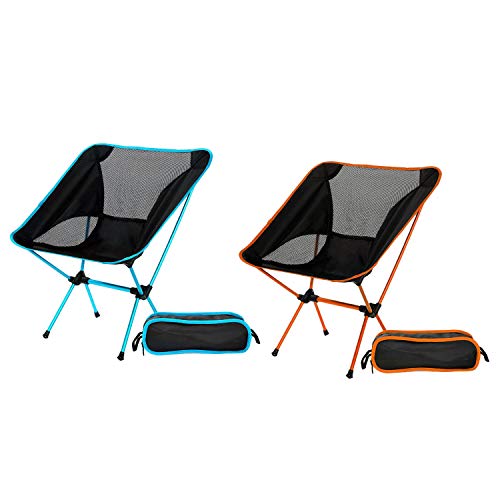 Xptieeck Ultraleichte Stühle mit Tragetasche, tragbar, Strand, Sonnenbad, Picknick, Grillen, Campingstühle – Orange und 2 Stück von Xptieeck