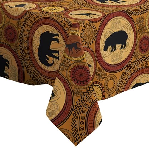 Afrikanisches ethnisches Muster – rechteckige Tischdecke aus Leinen (150 x 210 cm), waschbare dekorative Tischdecke von Xtremepads