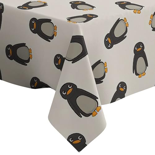 Tier Pinguin Cartoon Muster - Rechteckige Leinen-Tischdecke (150 x 260 cm) waschbare dekorative Tischdecke von Xtremepads