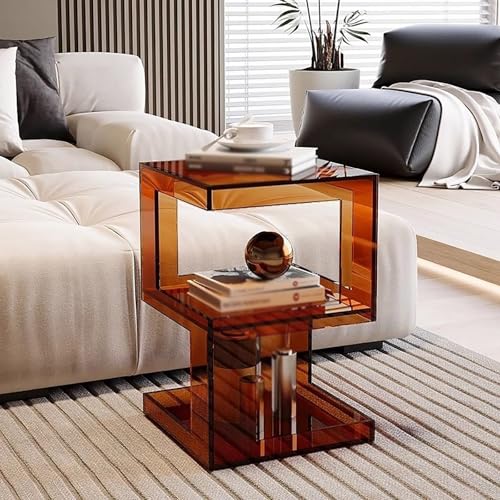 Xtroml Beistelltisch aus Acryl, durchsichtiger Couchtisch mit Stauraum, multifunktionaler Beistelltisch, Nachttisch aus Acryl, Akzenttisch für Schlafzimmer, Wohnzimmer oder Moderne Innenräume,Brown Xtroml Beistelltisch aus Acryl, durchsichtiger Couchtisch mit Stauraum, multifunktionaler Beistelltisch, Nachttisch aus Acryl, Akzenttisch für Schlafzimmer, Wohnzimmer oder Moderne Innenräume,Brown von Xtroml