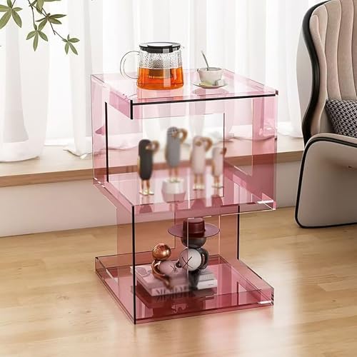 Xtroml Beistelltisch aus Acryl, durchsichtiger Couchtisch mit Stauraum, multifunktionaler Beistelltisch, Nachttisch aus Acryl, Akzenttisch für Schlafzimmer, Wohnzimmer oder Moderne Innenräume,Pink Xtroml Beistelltisch aus Acryl, durchsichtiger Couchtisch mit Stauraum, multifunktionaler Beistelltisch, Nachttisch aus Acryl, Akzenttisch für Schlafzimmer, Wohnzimmer oder Moderne Innenräume,Pink von Xtroml