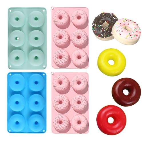 Xumier Donuts Backform 4 Stück Silikon Donut Formen mit 6 Fächern Antihaft-Backblech Silikonbackformen Antihaft Donut Backblech Silikon Backform für Machen Kekse Schokolade Muffins von Xumier