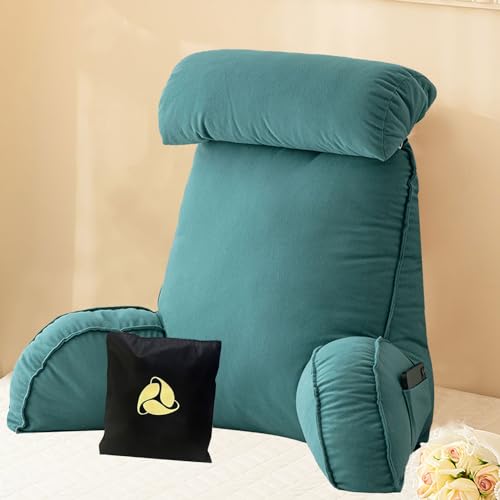 lesekissen/Rückenkissen für Bett, Lesekissen mit zerkleinertem Memory Foam, Dreieckskissen Bücherkissen Mit Tragegriff Weicher Bezug, Perfekt Für Lesen Entspannen Arbeiten Fernsehen 75cm×40cm×50cm von XunZheng