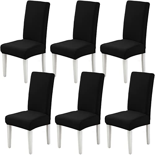 Xundefeng Stuhlhussen 6er Set Schwarz Stretch Hussen für Stühle Schwingstühle Esszimmerstühle Esszimmer Stuhlbezüge von Xundefeng