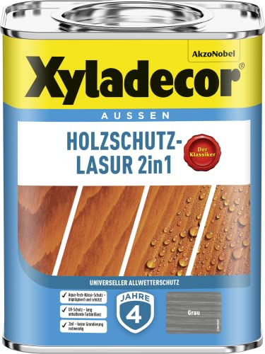 Xyladecor Holzschutz-Lasur 2 in 1, 750 ml, Grau von Xyladecor