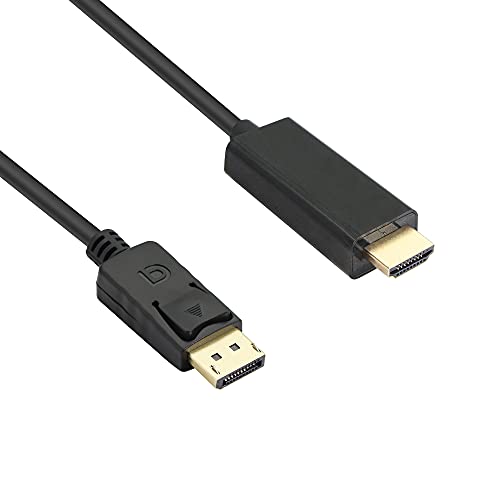 YACSEJAO DisplayPort auf HDMI Kabel, vergoldeter DisplayPort (DP) Stecker auf HDMI Stecker Adapter, DP auf HDMI, kompatibel mit Projektor, Desktop, Laptop, Monitor, Mehr - 1.8M von YACSEJAO