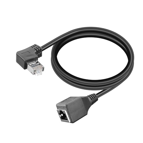 YACSEJAO Cat6 geschirmtes Verlängerungskabel 90 Grad 2FT RJ45 8p8c Stecker zu Buchse Extender Kabel Ethernet FTP geschirmt Stecker zu Buchse (Rechter Winkel) von YACSEJAO