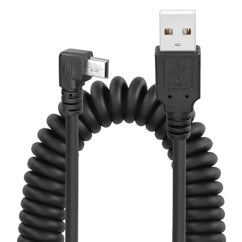 YACSEJAO Gewundenes Mini-USB-Kabel, USB 2.0 auf 90 Grad Mini B Kabel Daten Sync & Ladekabel für Drucker, Kameras, Maus, Handy (Gerade nach rechts) von YACSEJAO