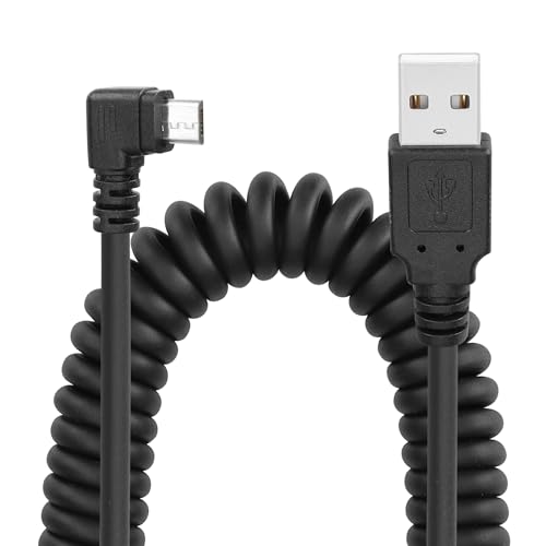 YACSEJAO Spiralisiertes Micro-USB-Kabel, USB 2.0 zu Micro-USB 90 Grad Sync Laden und Datenübertragung Frühling Spiralisiertes Kabel für Smartphone Tablet Wand Autoladegerät (Gerade nach rechts) von YACSEJAO