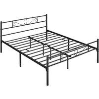 Bettrahmen Metallbett Bettgestell aus Metall, Doppelbett für 160 x 200 cm Matratze, Gästebett für kleine Räume, Schwarz - Yaheetech von YAHEETECH