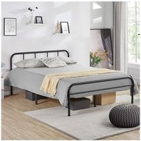 Metallbett mit Lattenrost Bettrahmen mit Kopfteil Doppelbett Gästebett Einzelbettgestell Bettgestelle für Gästezimmer Schlafzimmer 140 x 200 cm von YAHEETECH