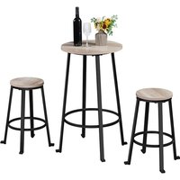 Bartisch(Φ 67 x h 94 cm) mit 2 Barhocker(je φ 50 x h 60,5 cm) Set, Essgruppe für 2 Personen, rund Stehtisch Partytisch Gartentisch, von YAHEETECH