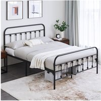 Bettrahmen Metallbett Bettgestell aus Metall mit Lattenrost, Modern Gästebett Jugendbett, Schwarz 140 x 200 cm - Yaheetech von YAHEETECH