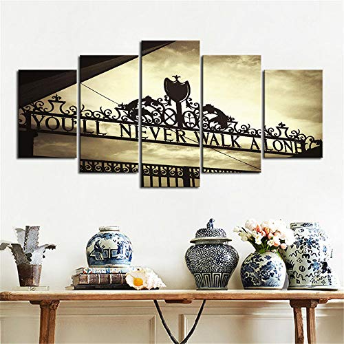 YANCONG Vlies Leinwandbild 5 Teilig 150X80Cm(B) Anfield Stadium Kunstdruck Modern Wandbilder Wanddekoration Design Wand Bild von YANCONG