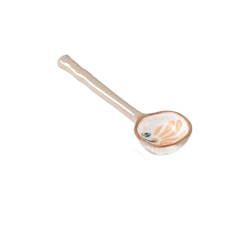 Löffel, 1 Stück Keramiklöffel mit kurzem Griff, 17 cm kleine Keramiklöffel for Dessert oder Suppe, niedlicher Retro-Servierlöffel, für Home Kitchen Restaurant(Color:C) von YANGKUI518