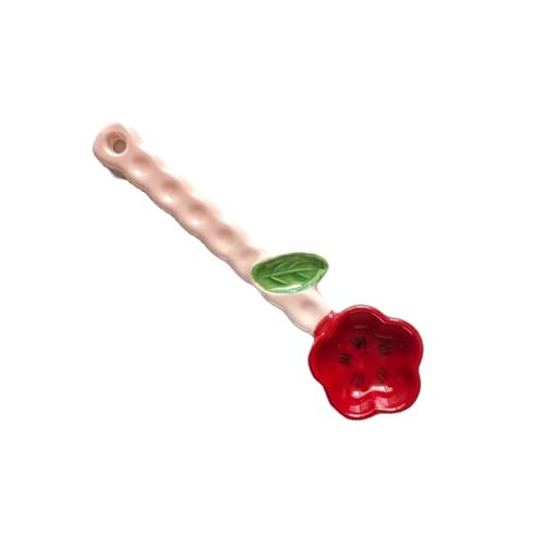 Löffel, 2 Stück Blumen-Motiv-Löffel mit kurzem Griff, bunte kleine Keramiklöffel for Dessert oder Suppe, niedliches Servierlöffel-Set, für Home Kitchen Restaurant(Color:C) von YANGKUI518
