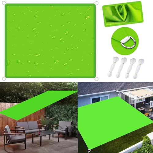 Sonnensegel Quadrat Sonnensegel 3.5 x 5.5 m PES Polyester UV-Schutz Windschutz Sonnensegel Wasserdicht Sonnensegel mit Ösen für Garten Outdoor, Zart Grün von YANHONG