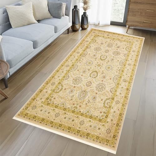 YANHONG Teppich Läufer Flur Teppich Läufer 50 x 180 cm Hochwertiges Qualitätsprodukt Flur Läufer Läufer Event Teppich mit rutschfestem Gelrücken für Esszimmer, Küche, läufer Flur, Gelb von YANHONG