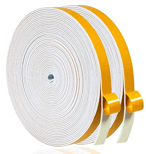 Dichtungsband Selbstklebend für Türen Fensterdichtung 6mm(B) x 1.5mm(D)/20m(L) Schaumstoff Klebeband Gummidichtung Gegen Kalte Zugluft/Anti-Kollision/Schalldichter/Wasserdichter/Staubdicht Weiß von YANKUIRUI