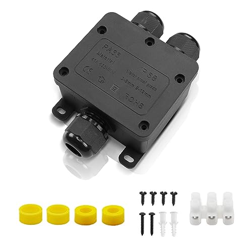 Abzweigdose Wasserdicht IP68 Kabelverbinder Erdkabel Junction Box,Verteilerdose Aufputz,Wasserdichte Verteilerdose 2-4 Wege,Ø4mm-12mm kabel für außen garten outdoor(0.5-2.5mm ², 3 Ports B) von YAODHAOD