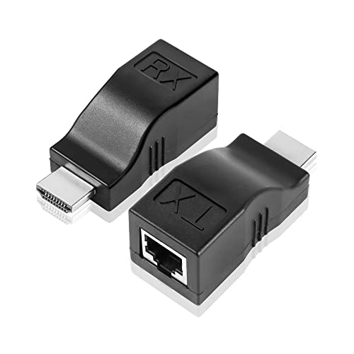 YAODHAOD RJ45 auf HDMI Extender 1.4 ，4K Sender und Empfängerzu Verabschieden Cat 5e / 6 LAN Kabel Extender 30 Meter,für Überwachung HDTV PS4 STB 4K 2K 1080p von YAODHAOD