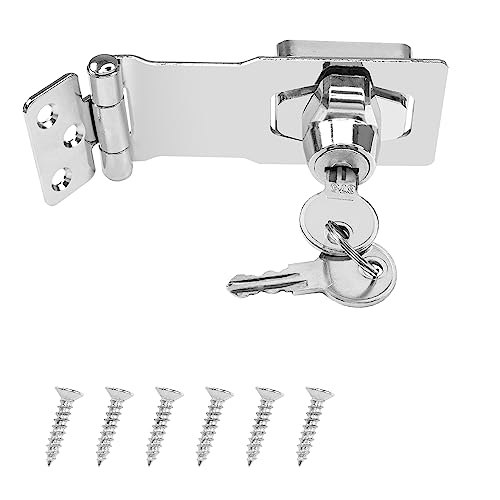 YAODHAOD Hasp Locks Sicherheitsüberfalle schlossriegel, Überfalle Catch Latch Sicherheitsschloss Türschloss Schrank Knob Lock mit Schlüsseln für Türen, Schublade, Aktenschrank(Silbrig, 10CM) von YAODHAOD