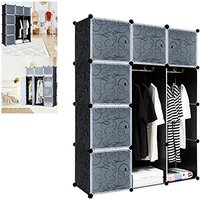 Kleiderschrank diy Plastik Regalsystem Steckregalsystem Kunststoff-Garderobe mit Hängefläche Garderobenschrank und Tür, 12 Fäche (140x105x35cm, von YARDIN