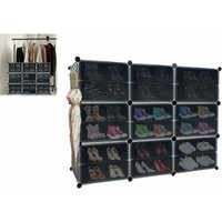 Schuhregal Shoe Regalsystem Kunststoff Schuhablage Rechteckiges Würfel Schuhständer Rack Schuhregal Schmal Garderobenschrank mit Tür, Schwarz von YARDIN