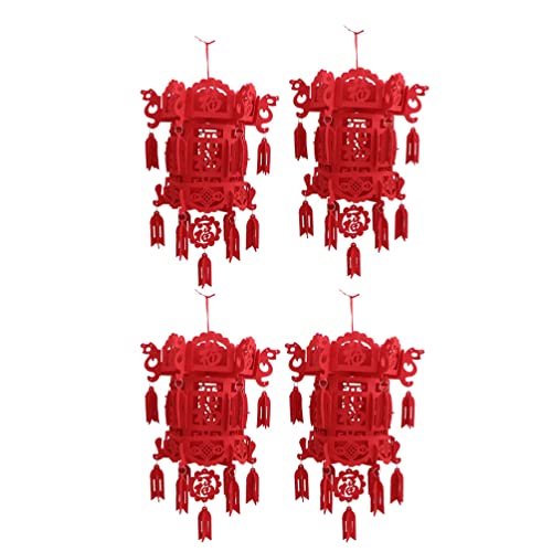 YARNOW Asiatischer Lampion Rot Chinesische Laterne Ornamente Dekorationen: 4Pcs Lunar New Year Frühling Festival Jahr von Hochzeit Non Woven Fu Anh?nger 44X28cm Weihnachten Dekoration von YARNOW