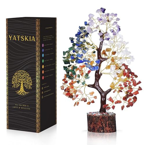 YATSKIA Chakra-Baum des Lebens - Kristallbaum für Positive Energie - Sieben Chakra-Baum - 7 Chakra-Baum, Geldbaum, Feng Shui Dekor, Chakra-Steine, Kristalle und Heilsteine, Premium Meditationszubehör von YATSKIA