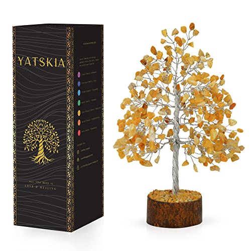 YATSKIA Kristallbaum,gelber Aventurin-Kristall,Baum des Lebens,Meditationsdekoration,Glücksbringer,Kristalldekor,Kristallsteine,Reiki-Geschenke,spirituelle Geschenke,Meditationszubehör von YATSKIA