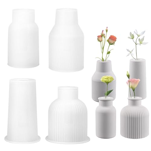 4 Stück Silikonformen Vase Blumenvase Harz Formen Vase Silikon Gießform DIY Vase Gießformen Vase Epoxy Resin Silikonform zur Herstellung Blumenvasen Stifthaltern Dekorativen Ornamenten von YBFBSJK