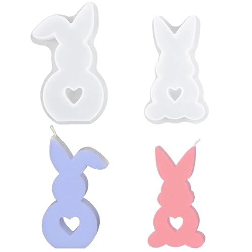 YEJAHY 2 Stück Ostern Kaninchen Silikonform, 3D Kaninchen Gießform Ostern, Kaninchen Gießform Ostern, DIY Hasenform für Ostern, Ostergeschenke, Handwerk (B) von YEJAHY