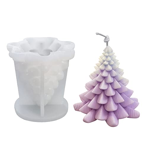 YEJAHY Weihnachtskerzenformen, 3D Weihnachtsbaum Silikonform für Kerzenherstellung, DIY Handwerk Harzform für Duftkerzen, Seife, Süßigkeiten, Schokolade, Weihnachtsgeschenke (Luo Ye) von YEJAHY