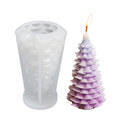 YEJAHY Weihnachtskerzenformen, 3D Weihnachtsbaum Silikonform für Kerzenherstellung, DIY Handwerk Harzform für Duftkerzen, Seife, Süßigkeiten, Schokolade, Weihnachtsgeschenke (Zeder) von YEJAHY