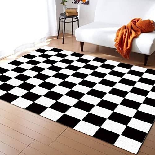 YEMYOR Einfache Schwarz-Weiße Schachbrett-Teppiche, Flur-Eingangsteppich, Weicher, Rutschfester Teppich-überwurf Für Kinder, Mädchen, Jungen, Schlafzimmer, Wohnzimmer-60x100cm YEMYOR Einfache Schwarz-Weiße Schachbrett-Teppiche, Flur-Eingangsteppich, Weicher, Rutschfester Teppich-überwurf Für Kinder, Mädchen, Jungen, Schlafzimmer, Wohnzimmer-60x100cm von YEMYOR