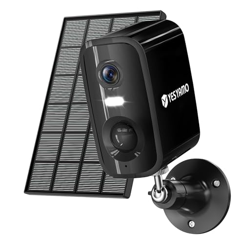 YESYAMO 2K Überwachungskamera Aussen Akku Solar WLAN IP66 Kamera Outdoor Überwachung Außen/Innen, Farbige Nachtsicht, KI & PIR Bewegungsmelder, Flutlicht & Sirene, 2-Wege-Audio, 2,4G WLAN von YESYAMO