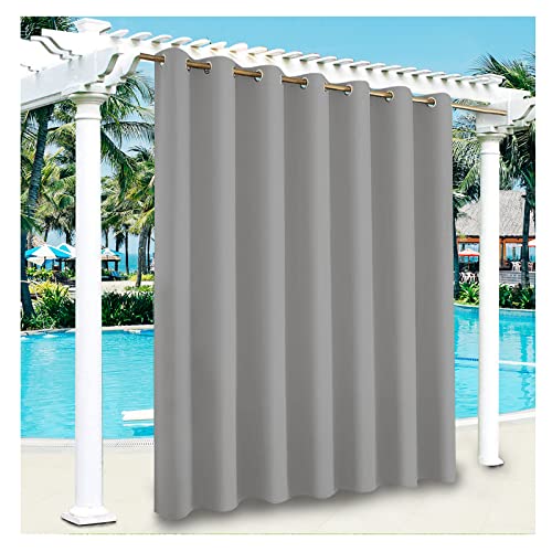 YEVENR Outdoor Vorhänge Wasserdicht, Outdoor Verdunkelungsvorhang mit Ösen, Wasserdicht Sichtschutz Sonnenschutz für Balkon Terrasse Veranda Pergola Gartenlaube Grau 1 Stück,202 * 182cm（W*L） von YEVENR