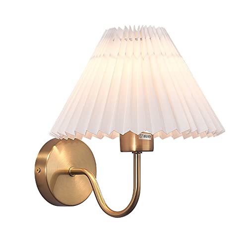 YFMYY Wandlampe mit plissiertem Lampenschirm aus Stoff, Schwanenhals-Wandleuchte, moderne Wandleuchte, Wandleuchte für Loft, Schlafzimmer, Flur, Nachttisch, Arbeitszimmer, Wohnzimmer (9,4"x9,8", E27-B von YFMYY