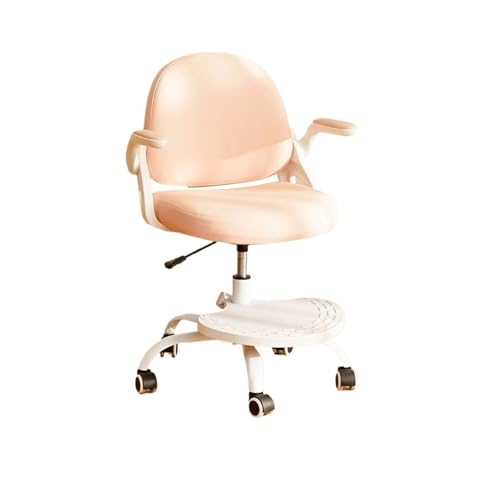 Studie Stuhl Kinder-Schreibtischstuhl, höhenverstellbarer Stuhl, ergonomischer Kinder-Bürostuhl mit Schwerkraft-selbstfixierendem Rad, drehbarer Aufgaben-Studentenstuhl for 4–12 Jahre ( Color : Pink ) von YFRR-789