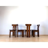 Set Von 4 Esszimmerstühle Im Stil Mario Marenco Mobilgirgi 70Er Jahre Holzstühle Vintage Mid Century Design von YGfurnishings