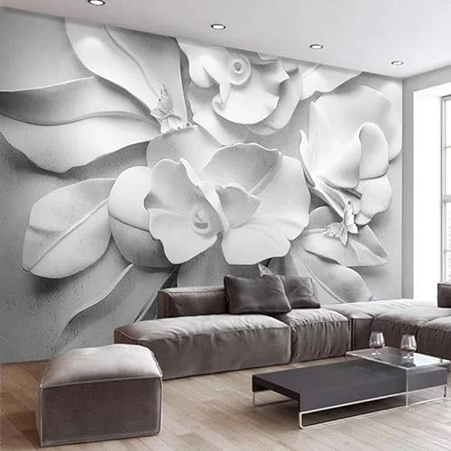 YIBUHANG Fototapete 3d tapete grau relief blütenblätter wohnzimmer TV rückwand kunst aufkleber schlafzimmer home decor abziehbilder von YIBUHANG