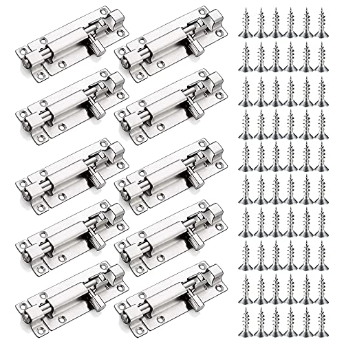 Edelstahl Riegel Klein 10 Stück Edelstahl Riegel Tür Edelstahl Riegel HöHenausgleich Türriegel Edelstahl Riegelschloss Riegel Tür Edelstahl Mit 60 Schrauben Für Türen, Fenster, Schränke Und Gärten von YIDABEISHUIP9