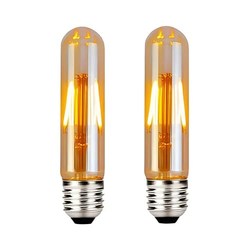 T30 Vintage Glühbirne Led Lampen Edison E27 - 2er Set Retro 6W LED Lampe Birne 125mm Läng Warmweiß Flötenrohr Edison Glühbirne E27 Leuchtmittel Ideal für Wandlampe Stehlampe Deckenleuchte Hängelampe von YIKEGE LICHT